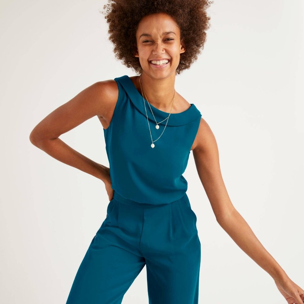 Teal Sleeveless Jumpsuit